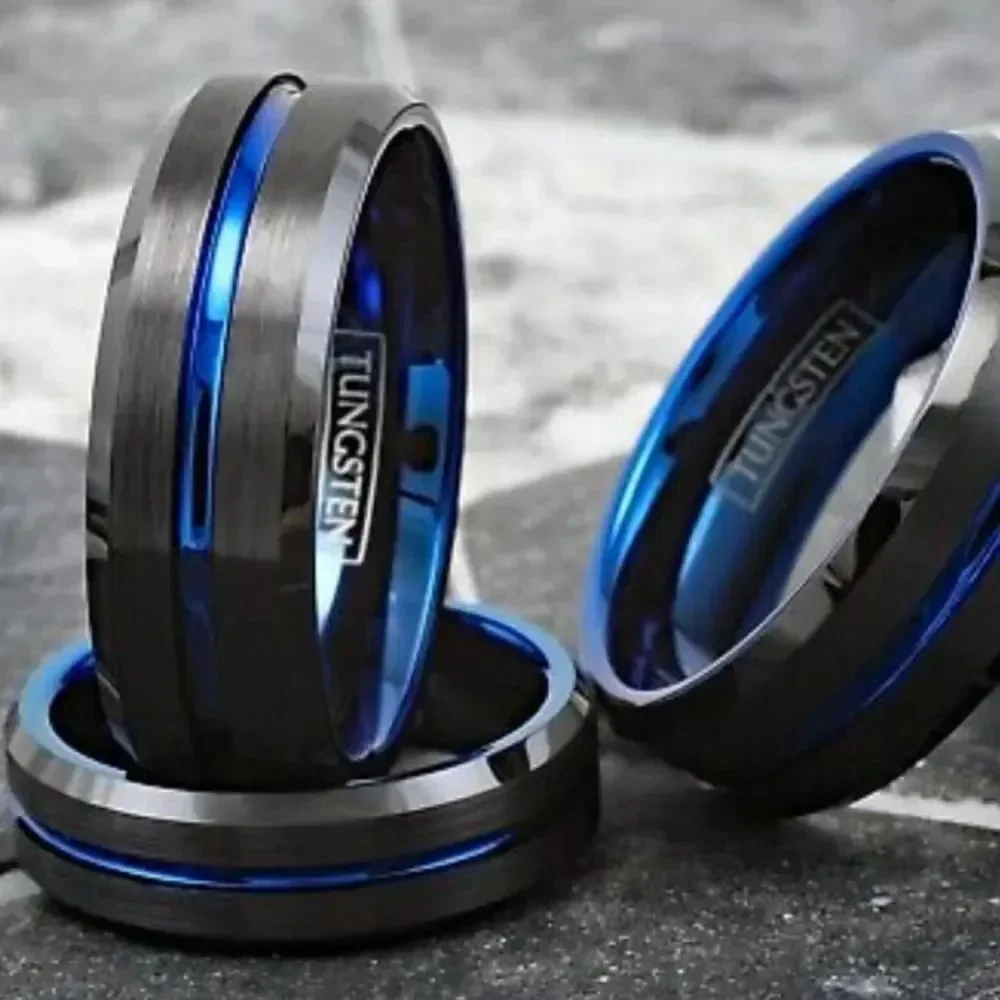 Black & Blue Tungsten Ring